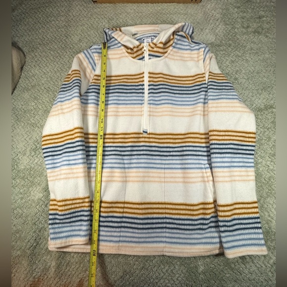 O'Neill Cream and Blue Striped Half-Zip Hooded Sweatshirt - Picture 4 of 4